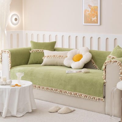 Nieuw Corduroy Vlecht Sofakussen Vier Seizoenen Universeel Kwastbal Eenvoud Antislip Sofa Hoes Kussen Effen Kleur Sofa Hoes 70x70cm 1pcs