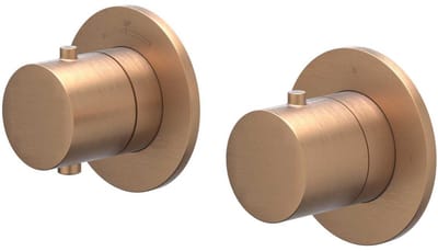 IVY Bond Afbouwdeel Inbouwthermostaat met 2-Weg Stop-Omstel Symmetry met Ronde Rozetten - Geborsteld Mat Koper PVD