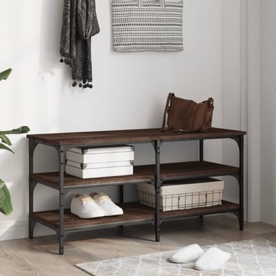 vidaXL - Schoenenbankje - 100x38,5x49 - cm - bewerkt - hout - bruin - eikenkleur