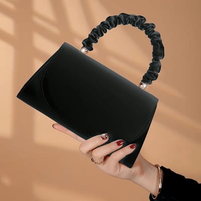[Elegante Clutch Tas] Elegante Witte Clutch - Chique Avondtas met Magnetische Sluiting & Afneembare Schouderband voor Dames zwart
