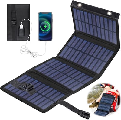 Zonnepaneel - Opvouwbaar zonnepaneel - Sun Power - Zonnecellen Oplaadbatterij - 5V - USB - Zonnepanelen voor buiten - voor Smartphone Camping - Incl. Output tester