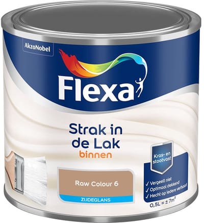 Flexa - Strak In De Lak Binnenlak Zijdeglans - Raw Colour 6 - Mengverf - 500 Ml
