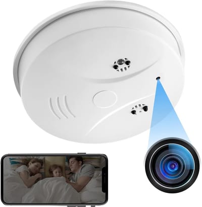 Verborgen Camera - Beveiligingscamera Rookmelder - Thuis Toezicht - HD 1080p Resolutie - 6.3 x 3.2 x 3.2 cm - Zwart