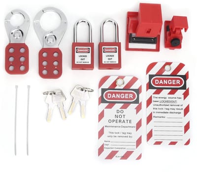 Allecto - Lockout Tagout Kit - Veiligheidssloten - Toolbox Kit - Rood - Stroomonderbrekers - Geschikt voor elektrische veiligheid - 15Pcs