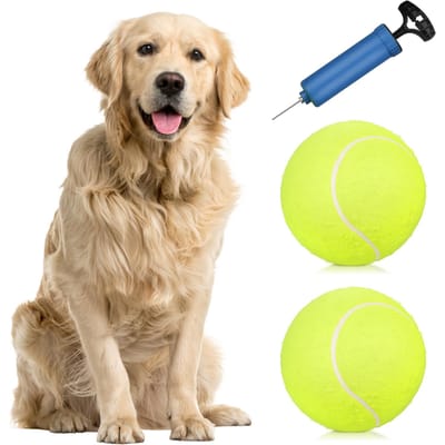 2 pcs Balles de Tennis Géantes Surdimensionnées de 9,5 Pouces Balles de Tennis Gonflables Balles Jouets pour Chien Pour Signature Ball & Pump vert