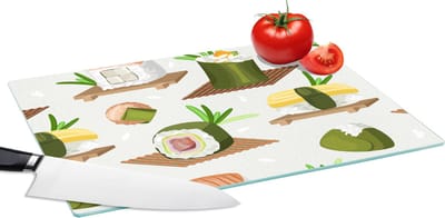 Glazen Snijplank - 39x28 - Sushi - Patronen - Eten - Snijplanken Glas