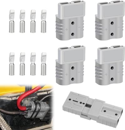 Batterijaansluiting 50A - Snelaansluiting Accu - Stroomvoorziening Voertuig - Hoge Geleiding Zilverrood Koper - 600V - Blauw