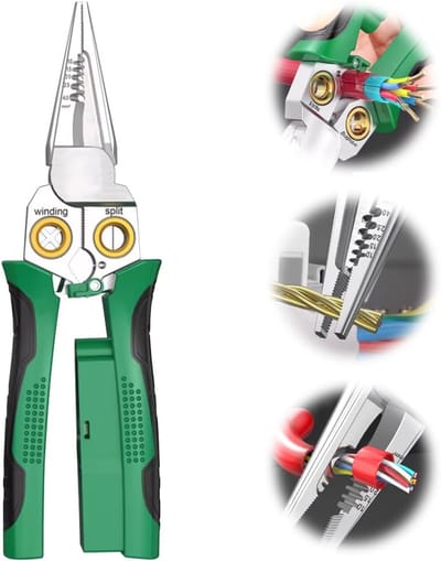 Draadstripper - Twister - 8-in-1 draadkrimper met spanningstester - 2025 Nieuwe multifunctionele professionele draadstripper voor elektriciens - Voor het knippen, strippen, krimpen en repareren van draden - Kabelknipper - 1 stuk - Groen