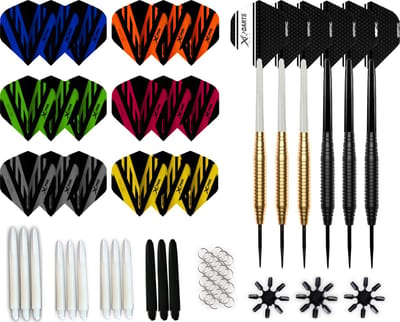 XQMax Dartpijlen - Set van 6 - Darts van 23 gram - 96-delig - Dart flights - Dart shafts - Hoge kwaliteit - Cadeau
