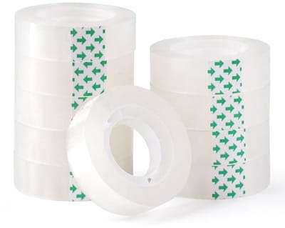Transparante, verouderingsbestendige plakbandrolletjes voor verpakking en kantoor - 10 stuks, ideaal voor thuisgebruik en dispensers