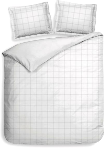 Heckettlane Dekbedovertrek Diamante - Bedlinnen - Lits-Jumeaux XL - 260x200-220 cm - Wit - Dekbedovertrek van 100% Katoen-Satijn