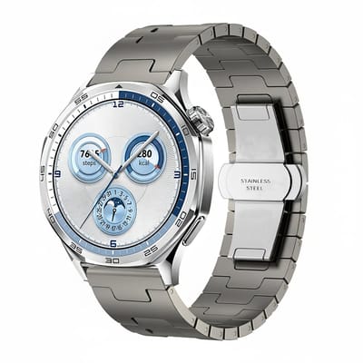Stalen bandje rvs - geschikt voor Huawei Watch GT Runner 2 / GT 2(e) 46 mm / GT 3 / 4 / 5 (Pro) 46 mm / Watch 3 (Pro) / Watch 4 (Pro) / GT 6 (PRO) 46mm - titanium