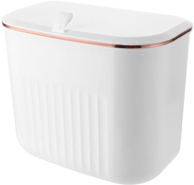 Hangende Compostemmer - Kleine Vuilnisbak - Badkamer Keuken - Met Deksel Geurafdichting - 7 Liter 25x20x15cm - Wit