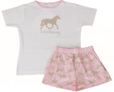 AnnaRebella Meisjes Shortama - 100% Katoen - Roze - Maat 176