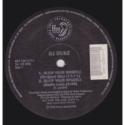 12-inch Plaat DJ DUKE - Blow Your Whistle (De remixen) 6971200171 FFRR 1993 US Dans & Electronica Gebruikt