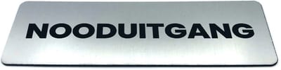Deurbordje met Tekst nooduitgang - Formaat 150 mm x 50 mm x 1,6 mm - Incl. plakstrip | Geborstelde RVS-look toplaag | Gratis Verzending | Decoporta