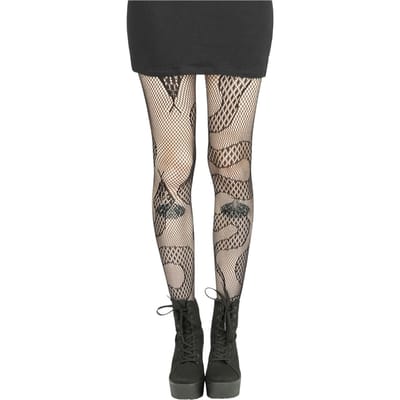 Banned - Gothic Maillot - Snakes Fishnet Tights - voor Vrouwen - zwart