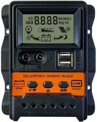 Solar Laadregelaar - PWM Controller - Energie Beheer - Dubbele USB Uitgang - 10A - Zwart Oranje