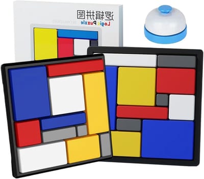 Denksport Puzzelspel - Logica Spel - Hersentraining - Draagbaar Ontwerp - 14 x 14 cm - Blauw