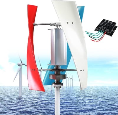 Verticale Windturbine - Energie Generator - Duurzame Energie - 3 Bladen Geluidsarm - 14000 Watt - Wit