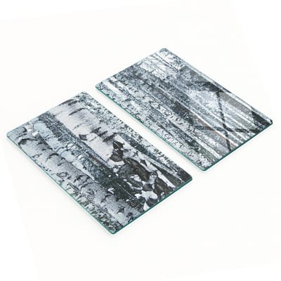 Decoratieve glazen snijplanken voor in de keuken met berkenhoutmotief, 2x30x52 cm