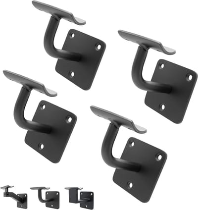 Leuninghouder Set - Metalen Beugels - Veilig Traplopen - Gepoedercoat & Roestvrij - 4 Stuks - Zwart