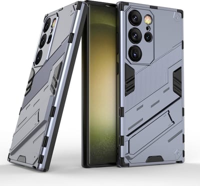 Solidenz StandGuard Xtreme geschikt voor Samsung Galaxy S24 Ultra hoesje - Grijs