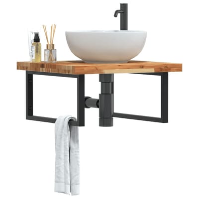 vidaXL - Badkamer - wandschap - staal - en - massief - acaciahout