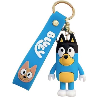 Bluey En Bingo Cartoon Sleutelhanger Muffin Coco Snickers Anime Figuur Model Poppen Kinderrugzak Decoratie Hanger blue