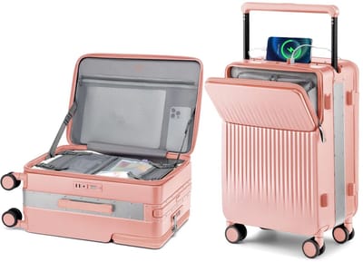 Handbagagekoffer – Voor reizigers – Stevig, lichtgewicht en duurzaam – Harde roze schaal met TSA-slot, spinnerwielen (51 cm)