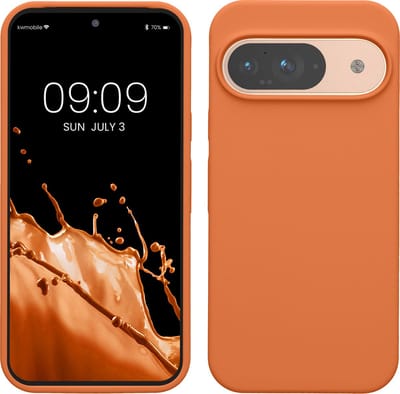 kwmobile hoesje geschikt voor Google Pixel 9 / Pixel 9 Pro case - Siliconen telefoonhoesje - Telefoon beschermhoes - Smartphone cover in warme abrikoos