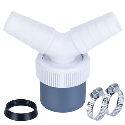 Dubbele aansluiting Y-adapter voor wasmachine, DN 40 - afvoeradapter voor slang slang Ø 40 mm en ingang Ø 18-24 mm vaatwasser met slangklem