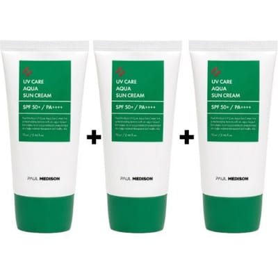 PAUL MEDISON UV Care Zonnebrandcrème Set 70ml x 3 Soorten  (Tone Up Zonnescrème / Milde Kalmerende Zonnescrème / Aqua Zonnescrème) Aqua 2