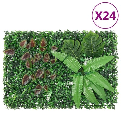 vidaXL - Hek - met - kunstplanten 24 - st - 40x60 - cm - groen