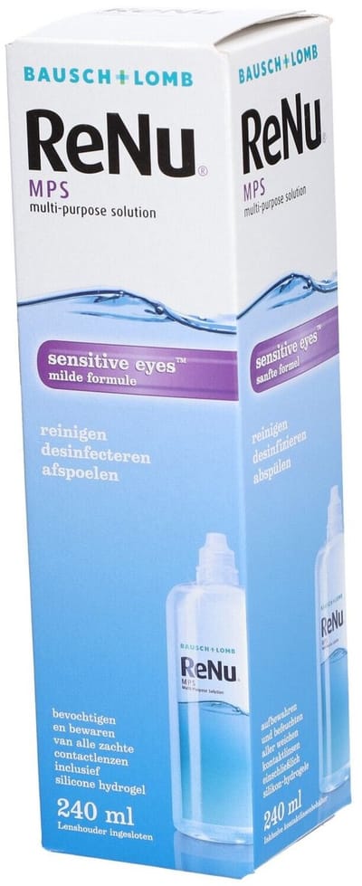 Bausch + Lomb - ReNu MPS Sensitive Eyes - Multifunctionele Lenzenvloeistof met lenzendoosje - Voor zachte lenzen - 2 x 240 ml