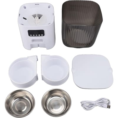 Huisdier Voeder Multifunctioneel 304 Roestvrij Staal Voerbak Kattenvoer Dispenser 5L Capaciteit voor Binnen L white