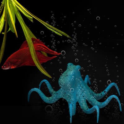 Siliconen Kunstmatige Fluorescerende Simulatie Octopus Aquarium Vissenkom Decoratie blauw
