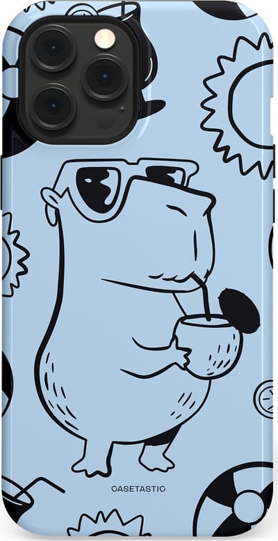 Casetastic Hoesje Geschikt voor Apple iPhone 12 Pro Max Magsafe - Stijlvolle Beschermende Duo-layer Case - Capibara cocktail