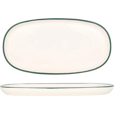 Rinart Serveerschaal - Green Edge - Porselein - 30x15 cm - set van 2