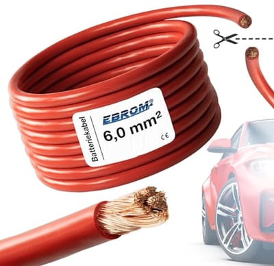 Flexibele Voertuigkabel 6 mm² - Rood Accukabel per Meter - Hoogwaardige Koper