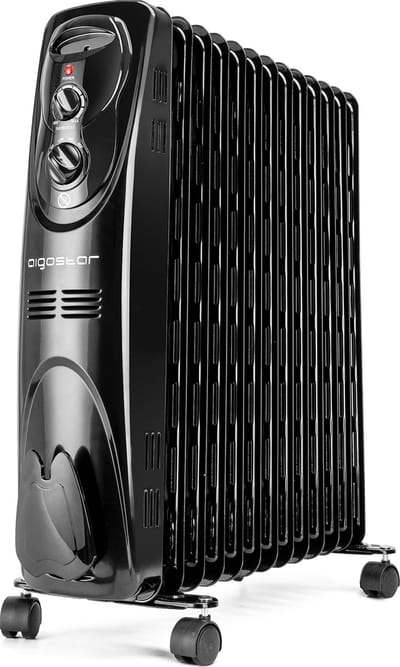 Aigostar Black Forest 33JIF – Oliegevulde radiator - Olieradiator - 3 Standen - 2500 Watt - Elektrische kachel - Zwart