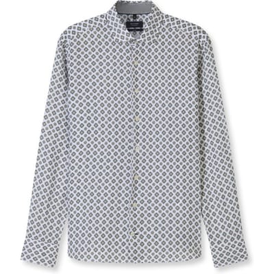 OLYMP Signature Casual Overhemd, Tailored Fit, Kent, Grijsgroen