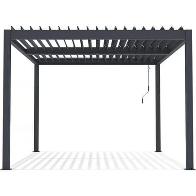 Habitat et jardin Pergola  terrasoverkapping zonwering 3 x 4 m verstelbaar aluminium met led verlichting "Windsor premium" - Grijs