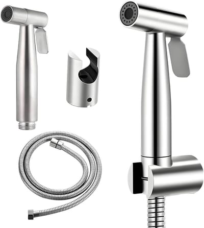 RVS Bidet Handdouche met 1,5 m Slang en Houder voor Toilet en Badkamer, Handdouche en Sprayer voor Hygiënische Reiniging