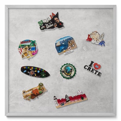 Tulup Magneetbord met Zilveren Frame - Grijs Magneetbord met Patronen - 50 cm x 50 cm - Betonnen muurtextuur - Magnetisch Bord Foto Bevestiging - Design Magneetbord met Frame - Magnetisch Bord Muurbevestiging