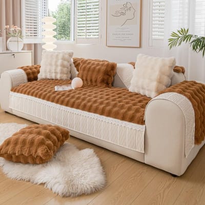 Konijnenfluweel Herfst en Winter Bankkussen Winter Verdikt Pluche Kussen Antislip Leren Bankhoes Nieuwe Hoesdoek 70*70cm