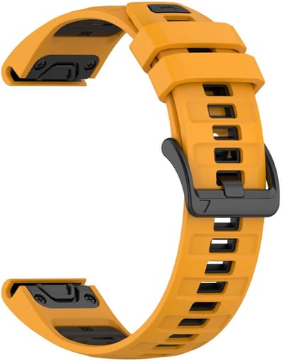 Siliconen bandje - geschikt voor Garmin Fenix 5S (Plus) / 6S / 7S / 8 (43 mm) / Approach S12 / S42 / S70 42 mm / Epix Pro (Gen 2) 42 mm / D2 Delta S / Mk3(i) 42 mm - oranje zwart