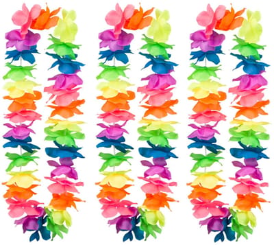 Boland Hawaii krans/slinger - 10x - Tropische/zomerse kleuren mix - Bloemen hals slingers - Party verkleed accessoires