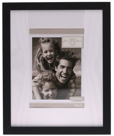 Gerimport Fotolijstje Paris - 20 x 25 cm - zwart - met passe partout - 13 x 18 cm - hout