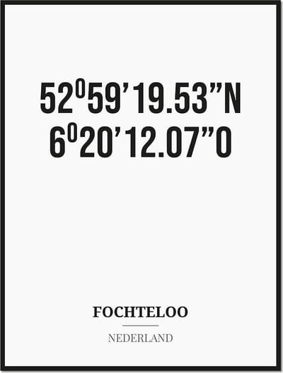 Poster/kaart FOCHTELOO met coördinaten